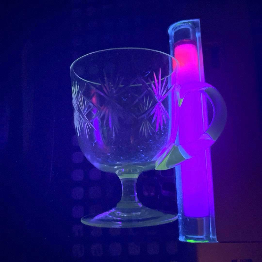 骨董 時代ガラス ギヤマン 切子 耳付ききグラス リキュールグラス 1客