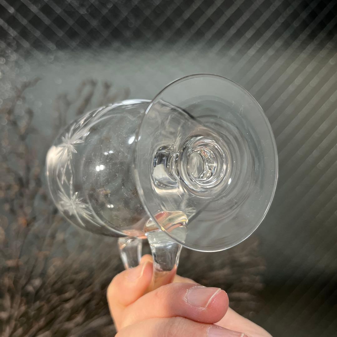 骨董 時代ガラス ギヤマン 切子 耳付ききグラス リキュールグラス 1客