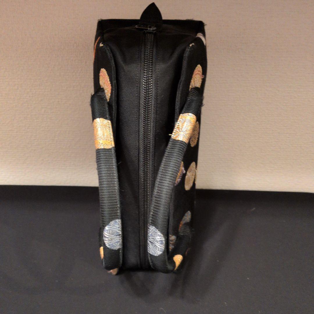 和装用バッグ 黒 丸模様刺繍