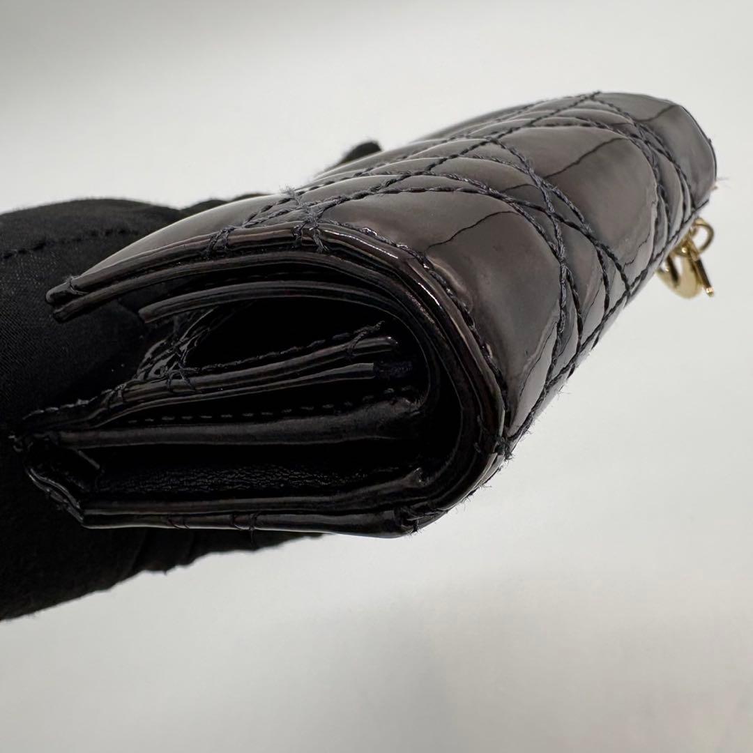 DIOR☆レディ ディオール☆エナメル☆ロータスウォレット☆カナージュ☆財