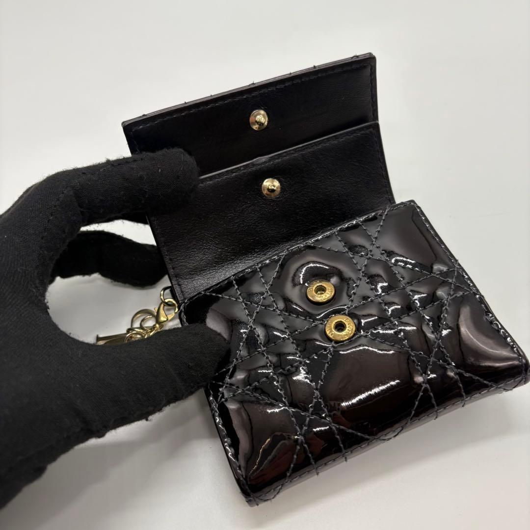 DIOR☆レディ ディオール☆エナメル☆ロータスウォレット☆カナージュ☆財