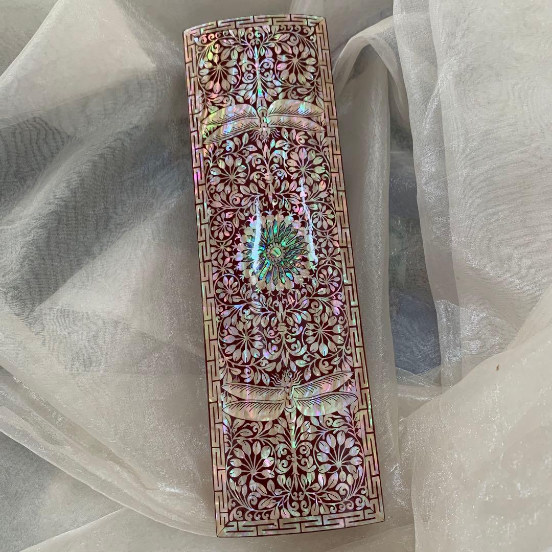 美品　螺鈿細工　ジュエリーボックス　ペンケース　伝統工芸　ピンク系