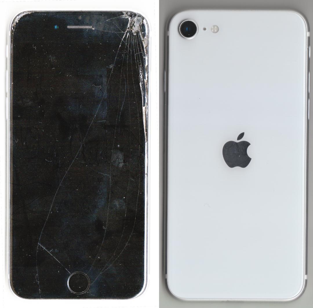 Apple iPhone SE2 64GB ホワイト ③ 画面割れあり