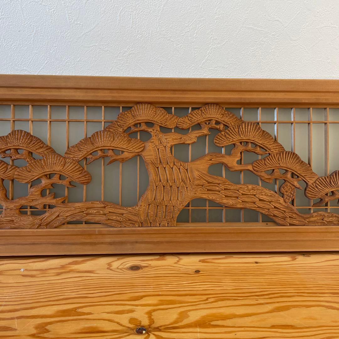 欄間 松 彫刻 すりガラス 建具 らんま