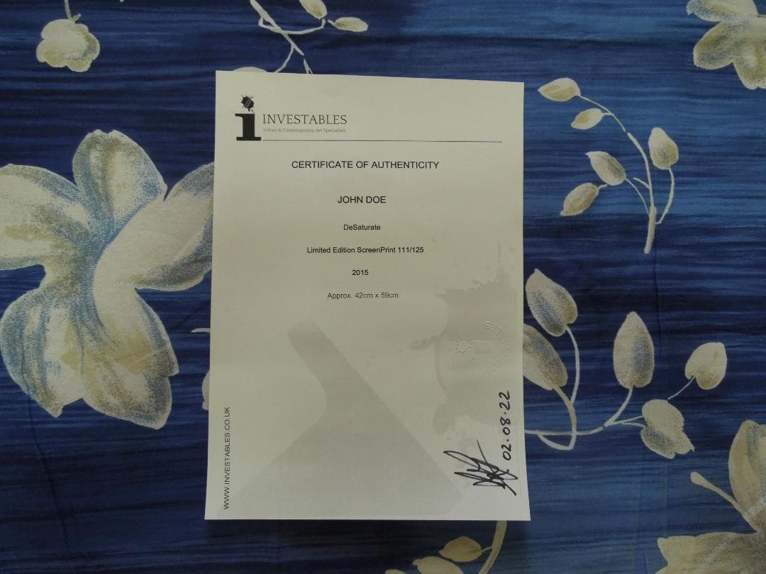 レア 真作 John Doe 直筆サイン 村上隆 banksy kyne COA