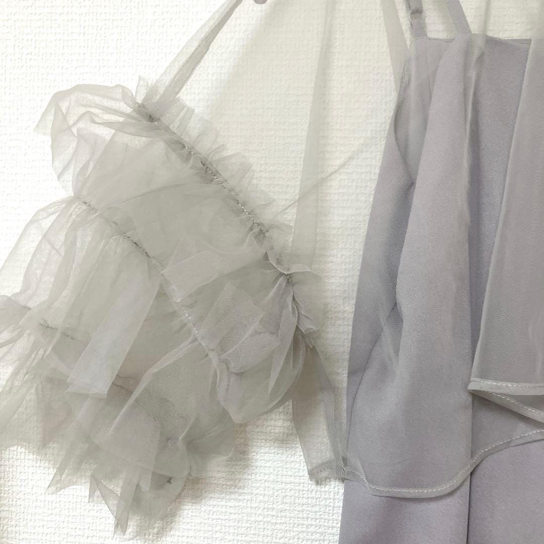 完売品　人気　チュールティアードボレロ3way キャミワンピースドレス　S