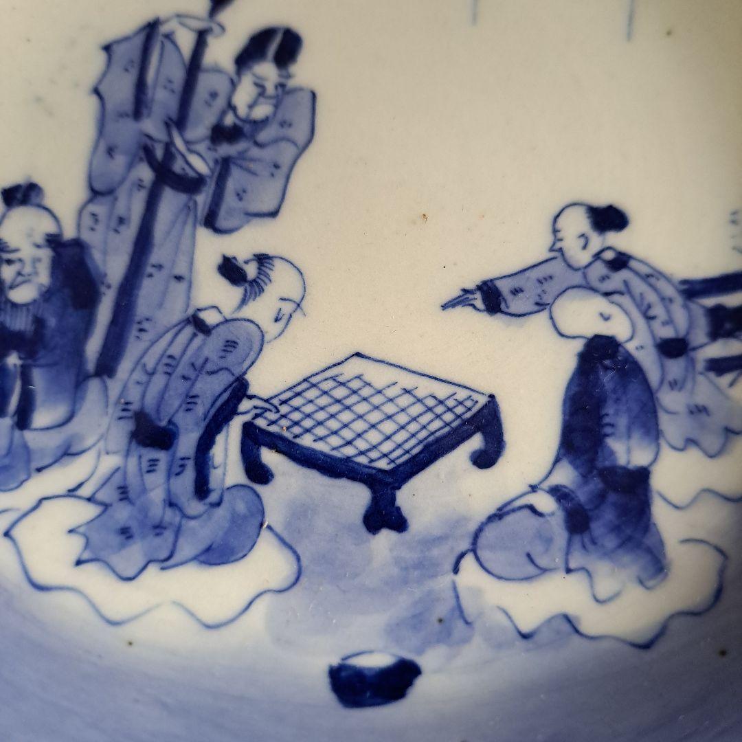 古伊万里　成化年製　小鉢 極上　人物囲碁図　縁朱 五客揃
