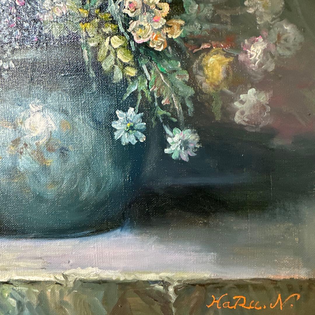 真作　肉筆　油彩　絵画　イタリア製額縁ルノアール風