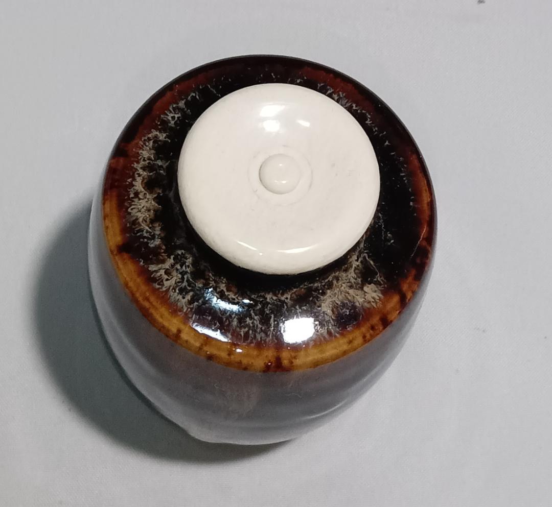 茶道具 京都洛東 桶谷定一作 肩衝茶入 帯鈎文錦仕覆付き 美品