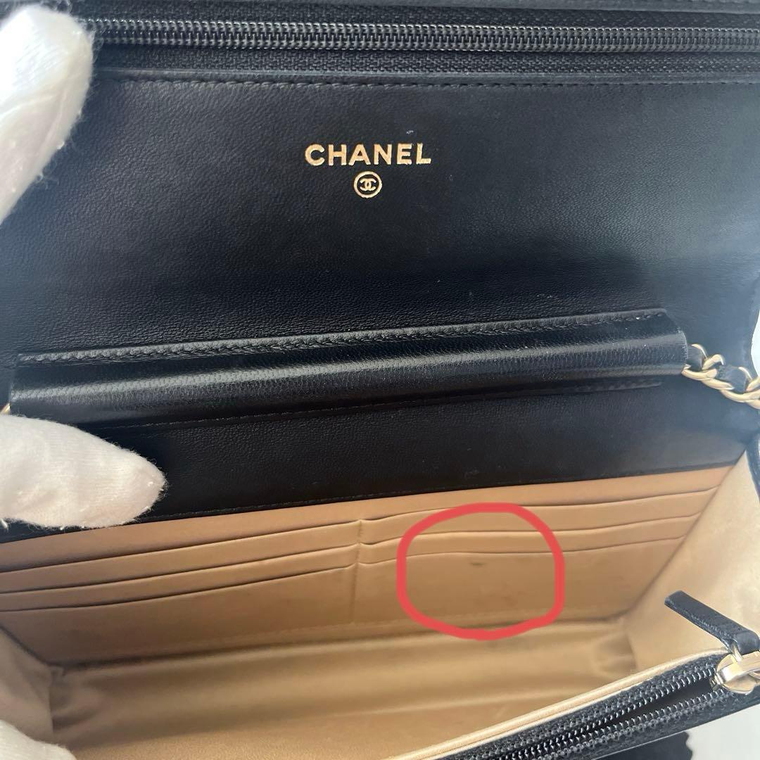 【匂いなし】シャネル/チェーンウォレット/カメリア/ギャランティカード付/表参道