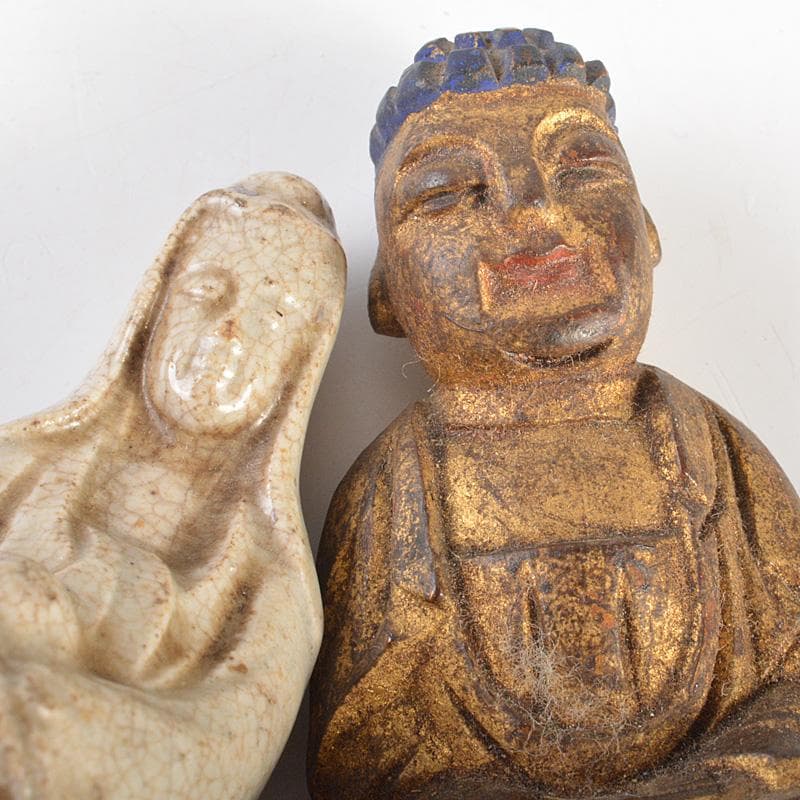 仏教美術 木彫など 懐中仏 仏像 人物像 4点まとめて M R7450