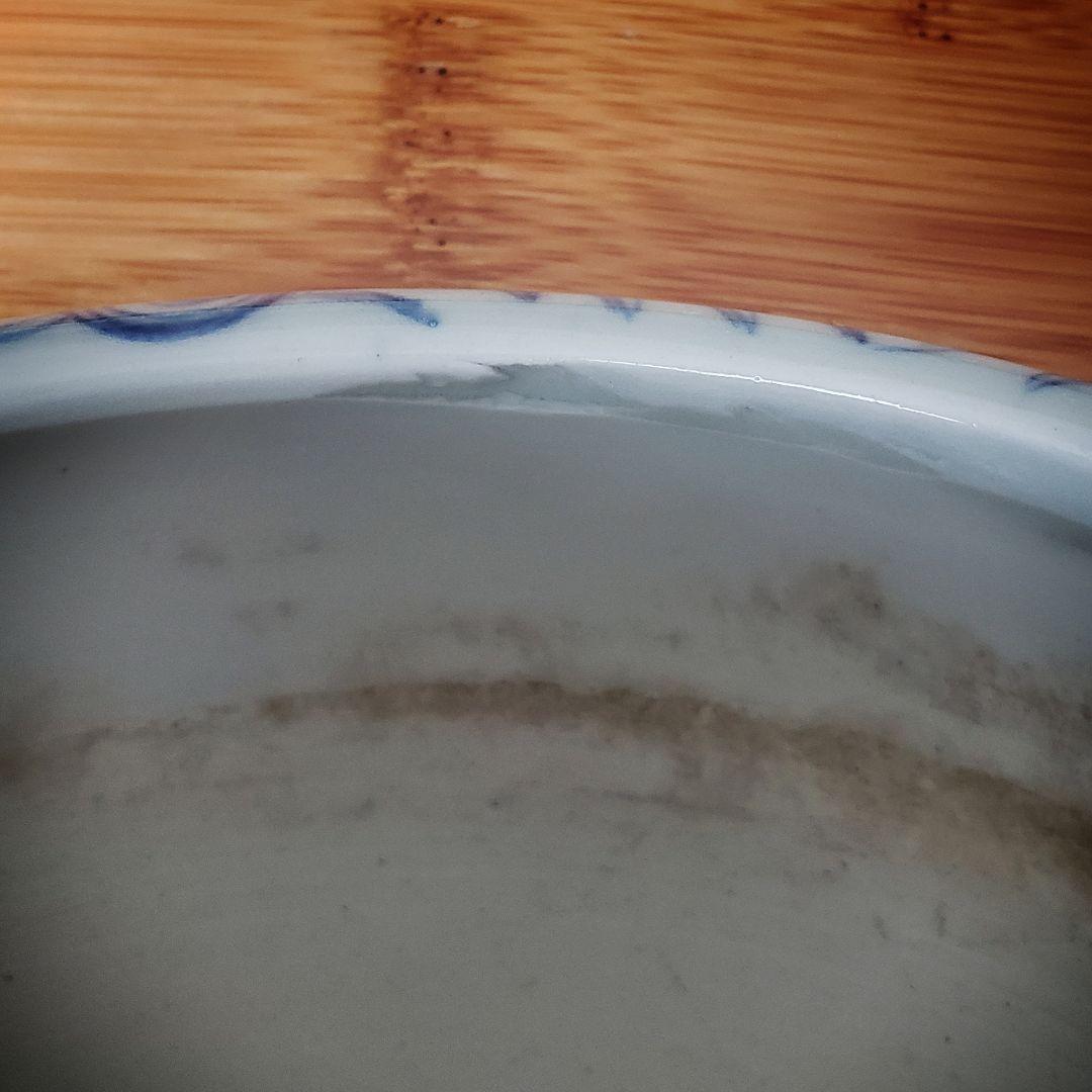 手火鉢 手炙り 火鉢 水鉢 植木鉢カバー 染付 線画 線描 古伊万里