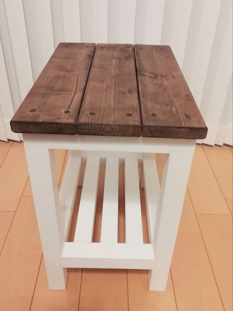 スツール棚付き/椅子/ホワイト【送料込み】