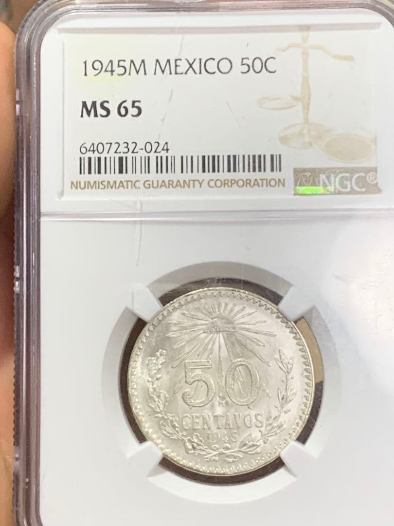 メキシコ1943年銀貨古銭、NGC/MS65 未使用　超美品非常に入手困難 メキシコ 1983年 リベルタード 純銀 NGC MS66 023 – 野崎コイン