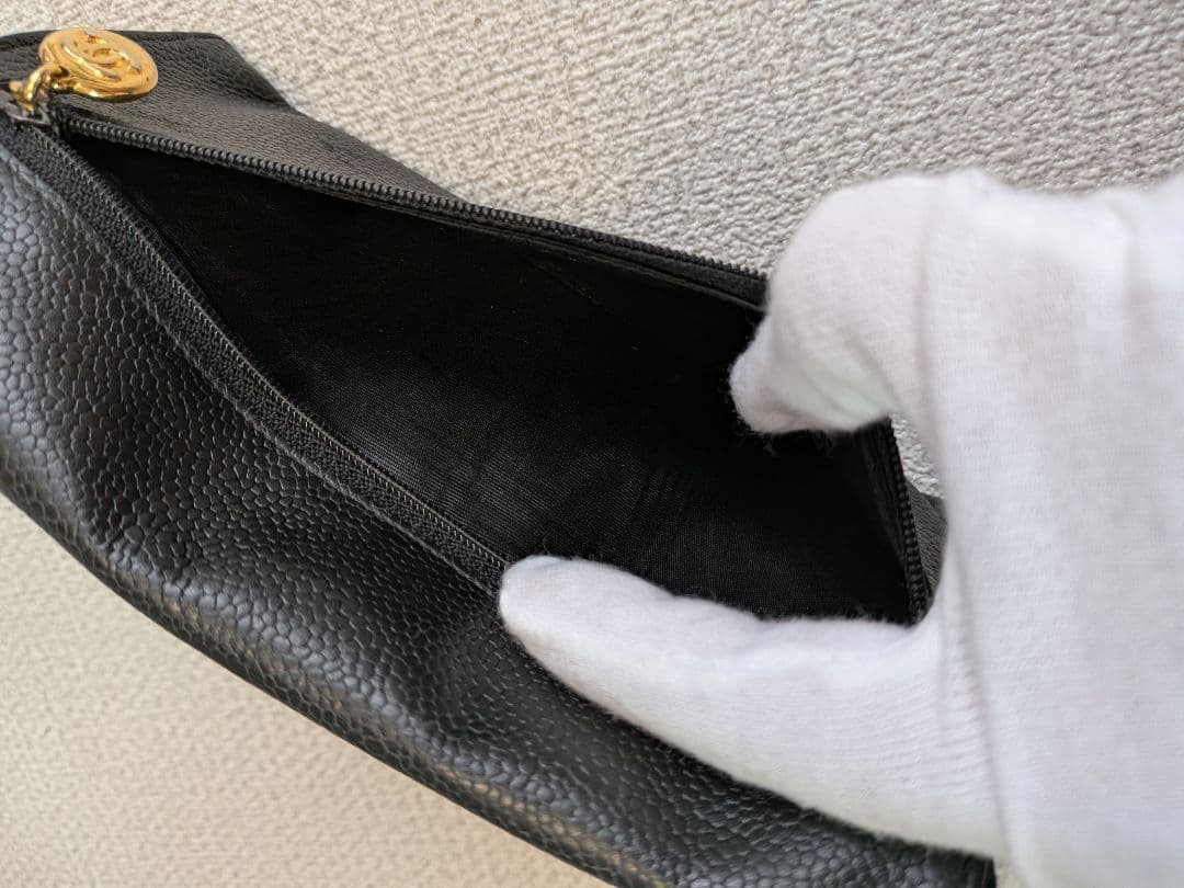 シャネル　デカココ　黒　長財布　キャビアスキン　ヴィンテージ　スマホ　ショルダー