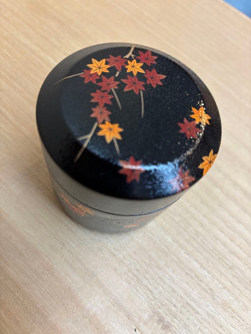 茶道具 雪吹 棗 黒叩塗 竜田川蒔絵 岡本陽斉