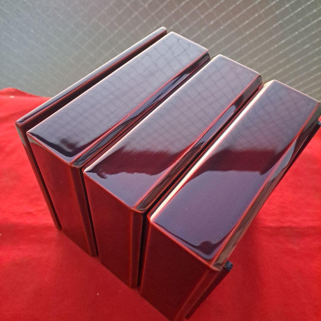 会津漆器 5.5寸 ダイヤ/校倉型 3段重箱】天然木製 溜塗 長期保管品