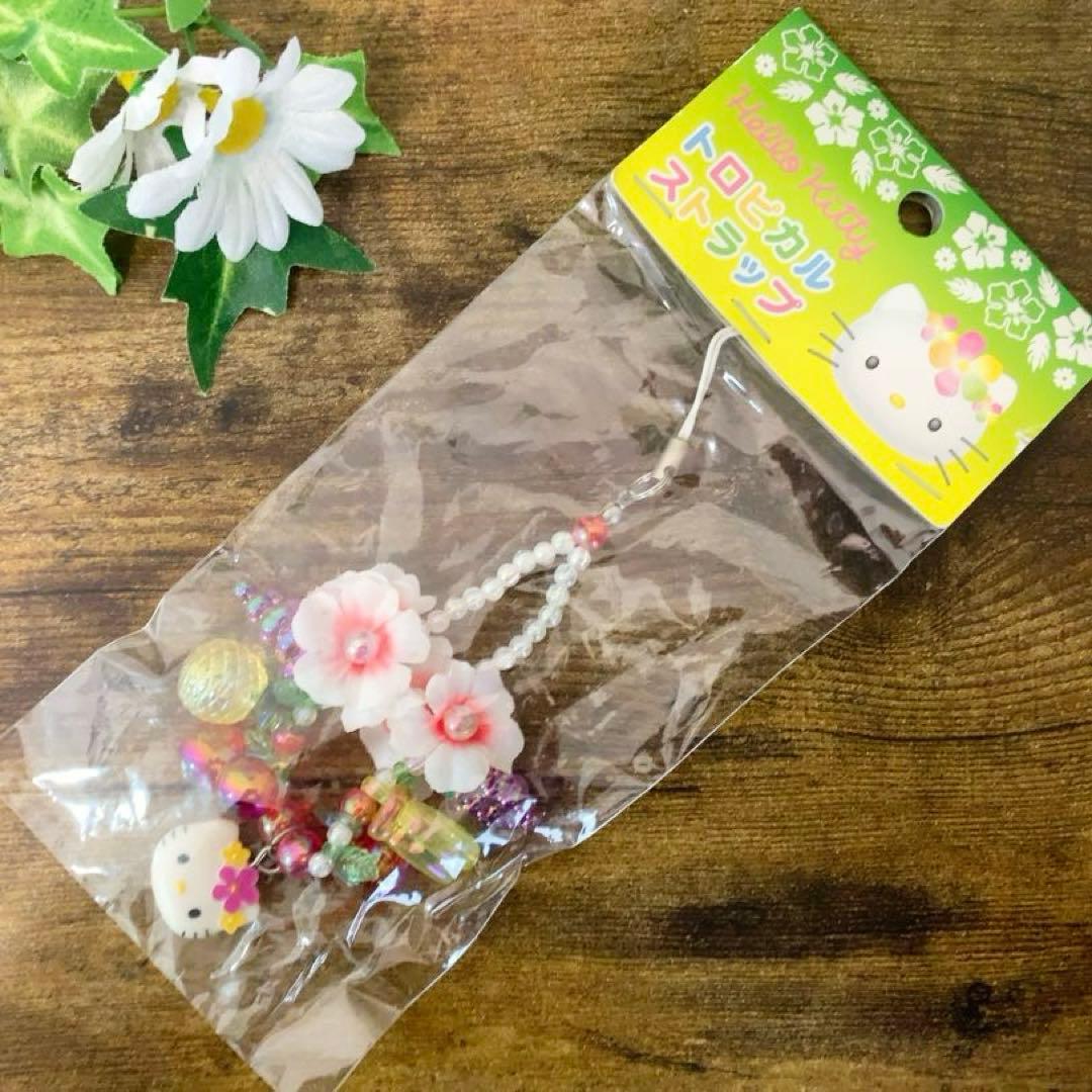 激レア ハロ キティ トロピカルストラップ 2001 ピンク 花 入手困難