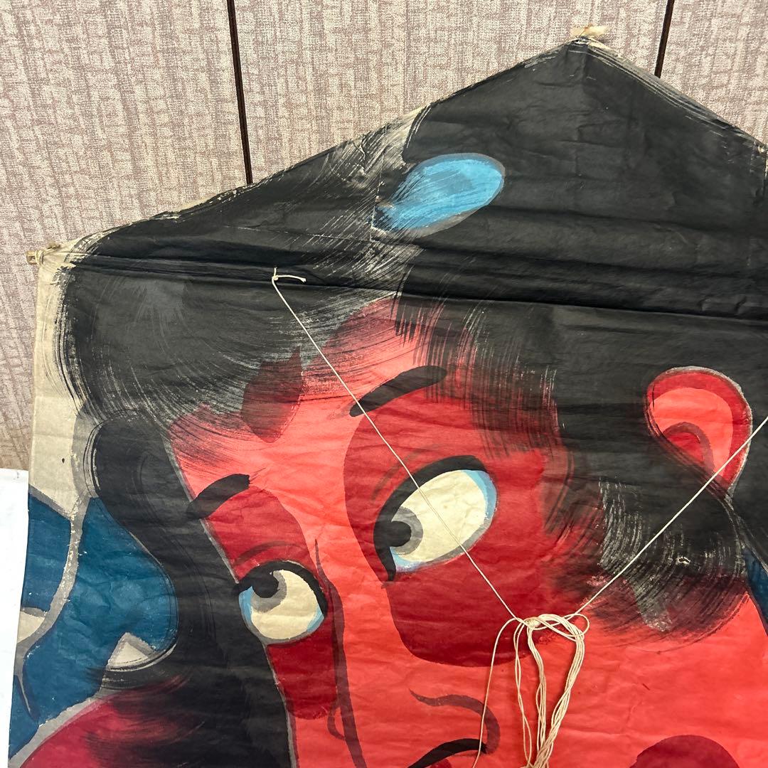 白根大凧 和風 六角形 凧 赤い顔の男 レトロ