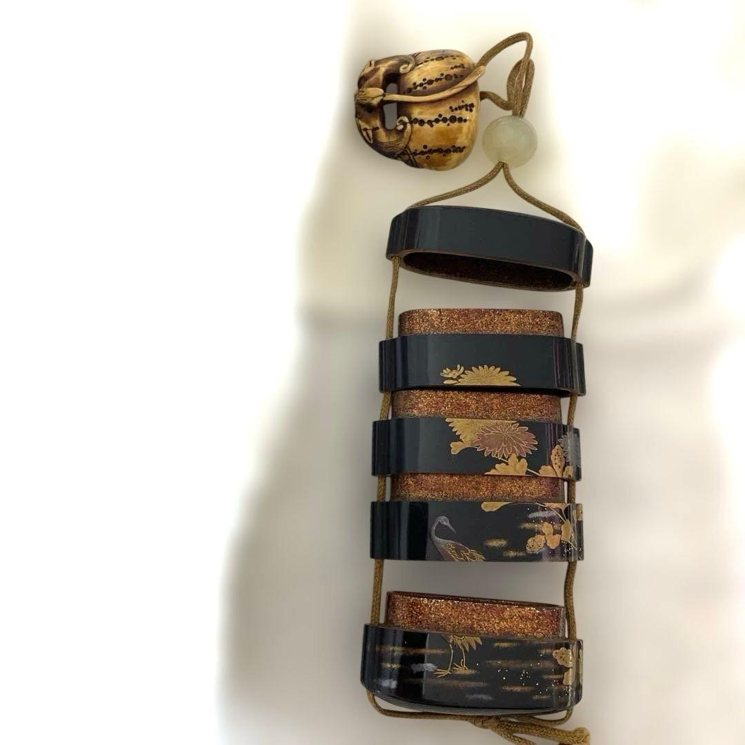 A-2 印籠　金蒔絵　装飾品　アンティーク　美術品　工芸品　漆芸　漆器　木箱付き