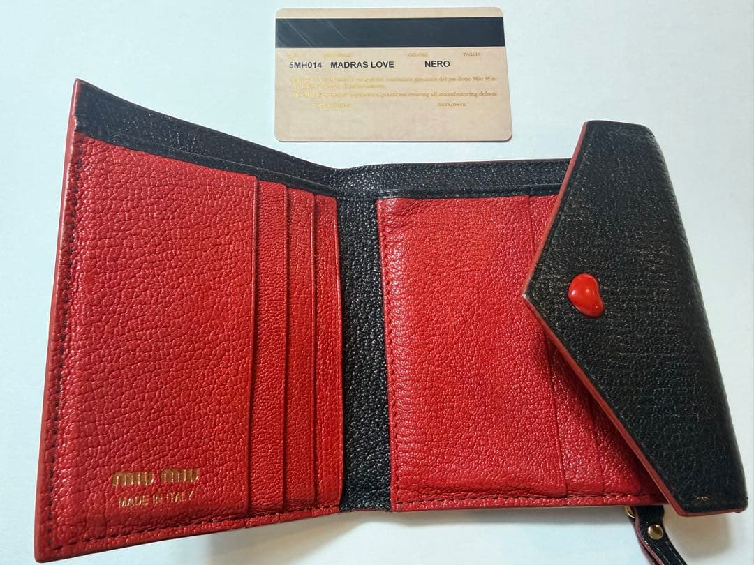 miumiu ミュウミュウ 三つ折り財布 マドラス ラブレター ハート