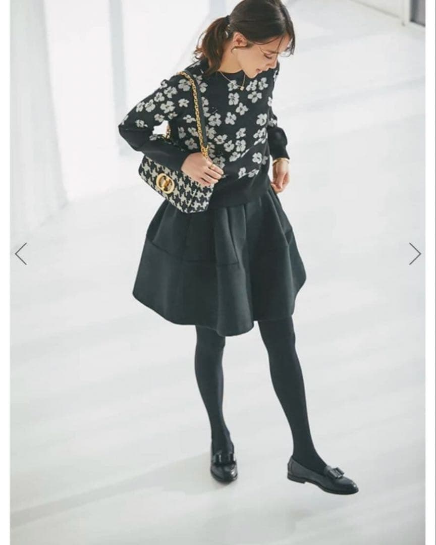 美品★セブンテン　ハイウエストフレアキュロット　ブラック　M