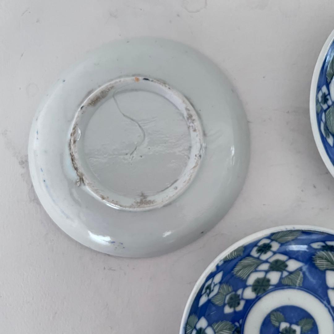 大正　骨董　印判　紫陽花　小皿5枚組