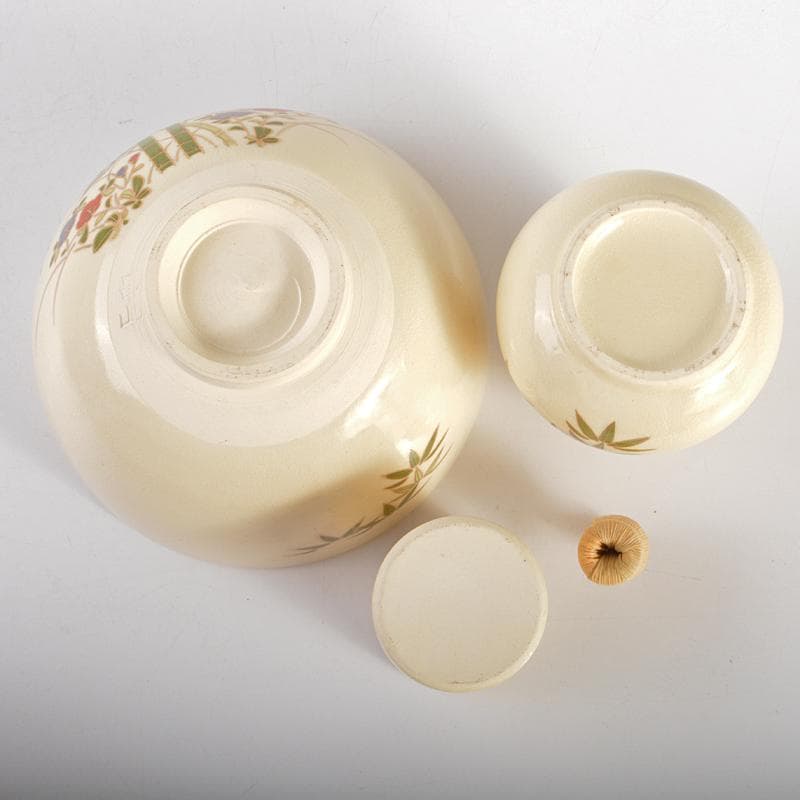 溜柿合ヘギ目　七宝蒔絵　茶箱　京焼　加藤昌山造　茶碗　棗など　八点　VR6757