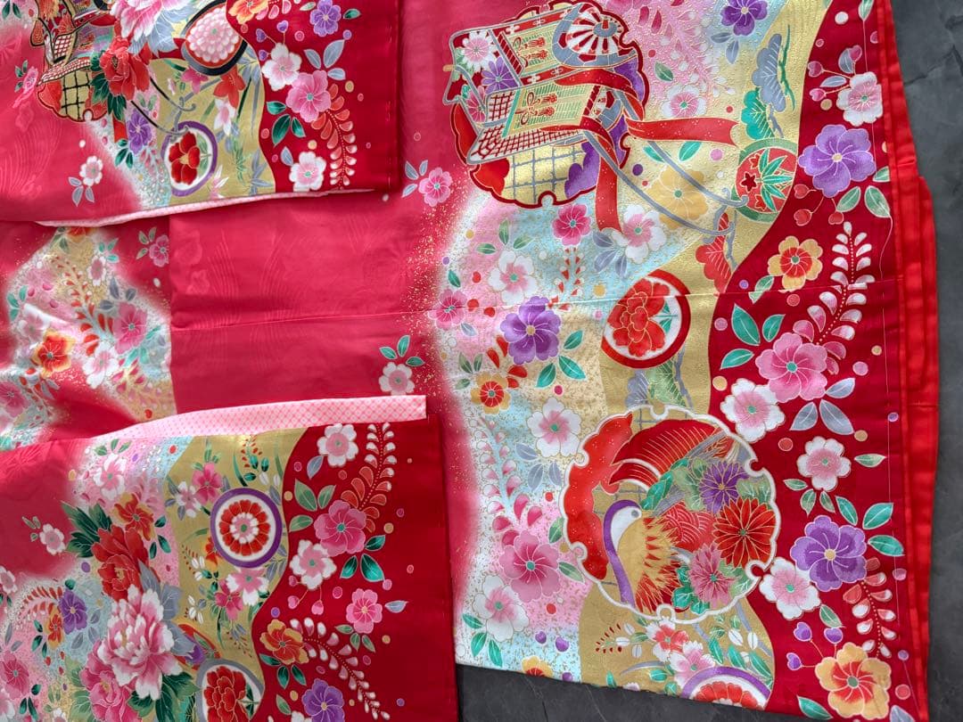 正絹四つ身　七五三　　長襦袢＆重ね襟付き　肩上げ済み