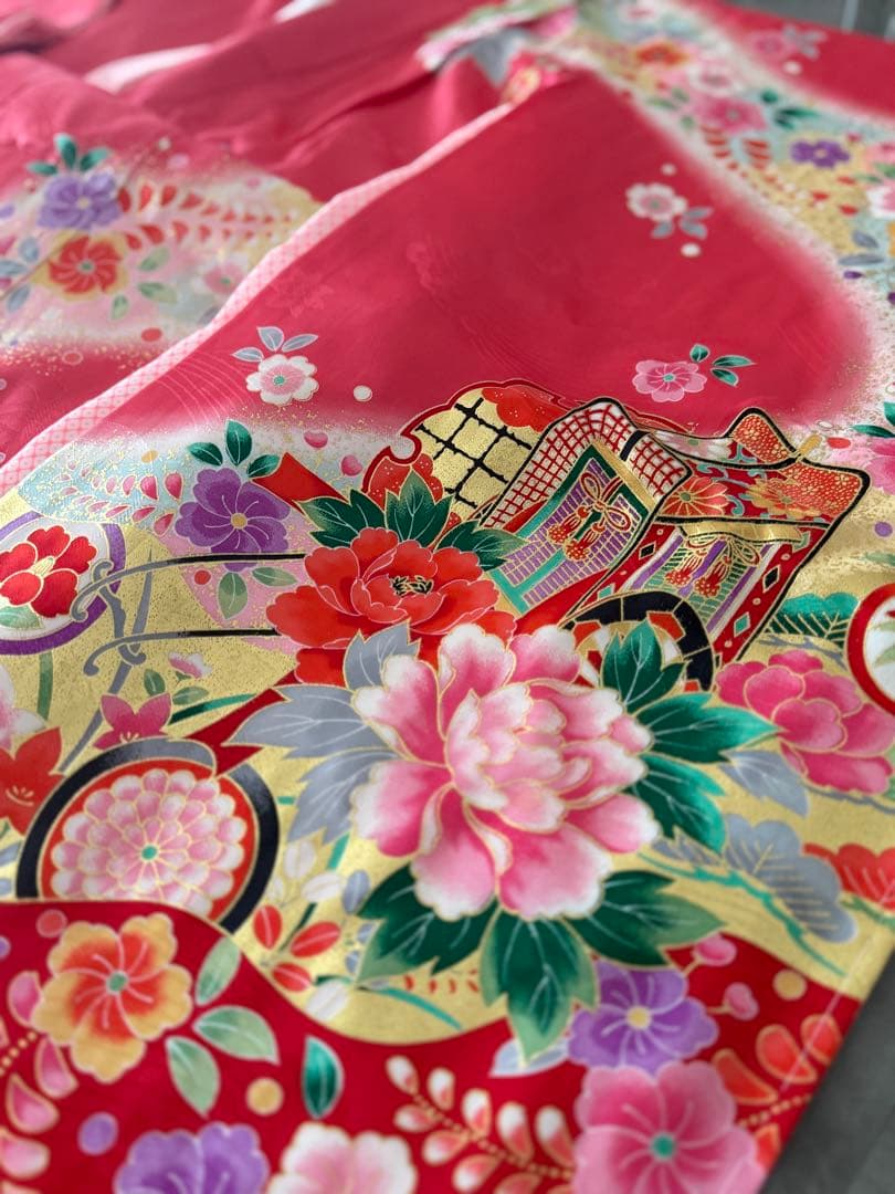 正絹四つ身　七五三　　長襦袢＆重ね襟付き　肩上げ済み