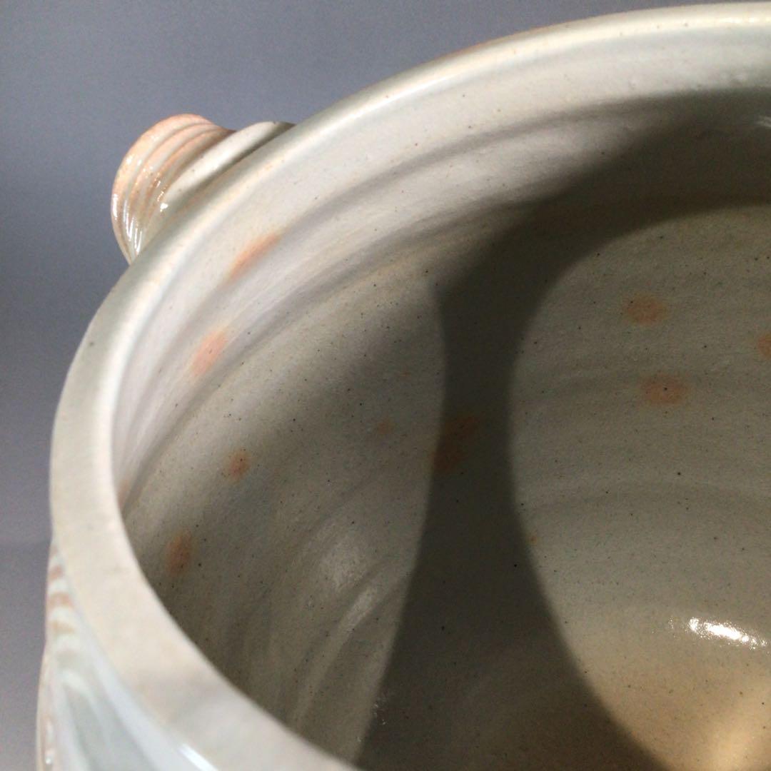 P688 水指 『平安 陶楽造』『御本手三島』『耳付水指』 共箱