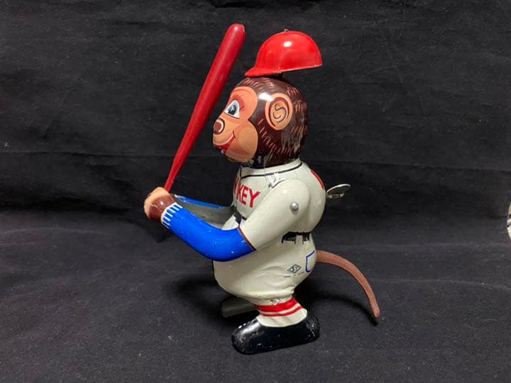⭐️珍品！！1950年代？のゼンマイ式ブリキのBASEBALL MONKEY/箱付