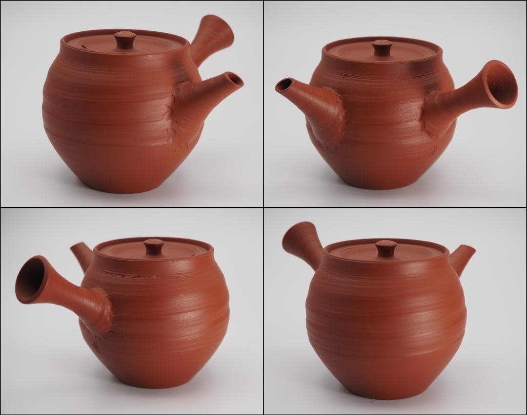 人間国宝 三代山田常山作 常滑焼 朱泥茶器 共布/共箱