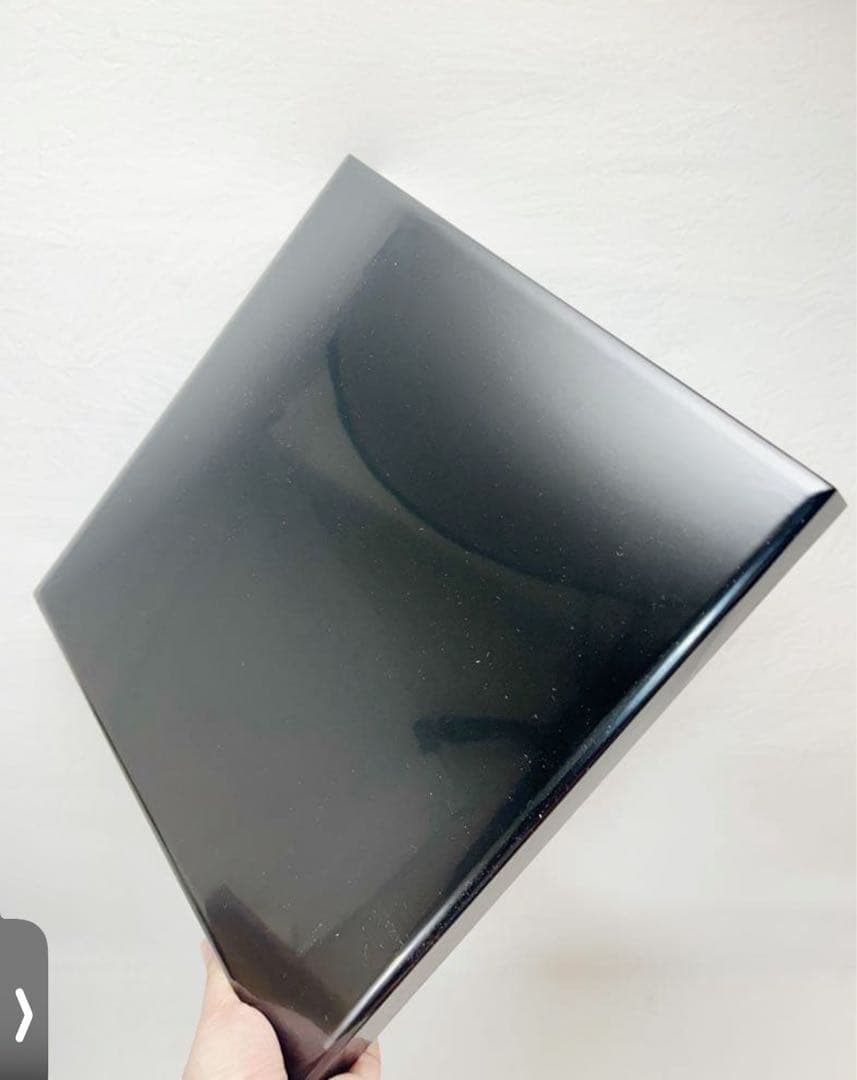 ほぼ未使用 懐石道具 葵春作 木製黒塗 利休形 折敷膳 5客揃 四方膳 共箱