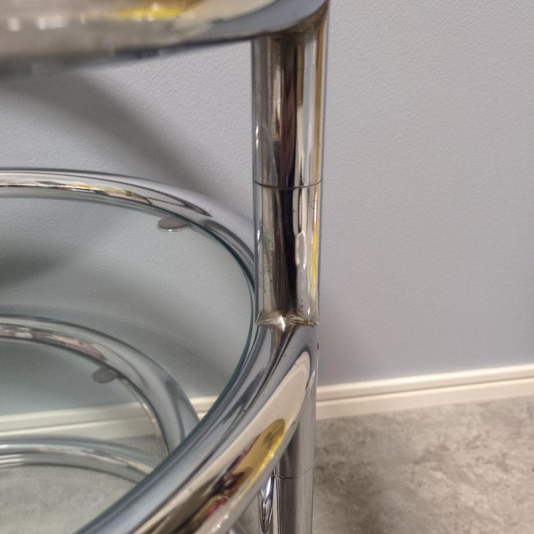 ラウンドテーブル 3段ガラス ミッドセンチュリー モダン スペース