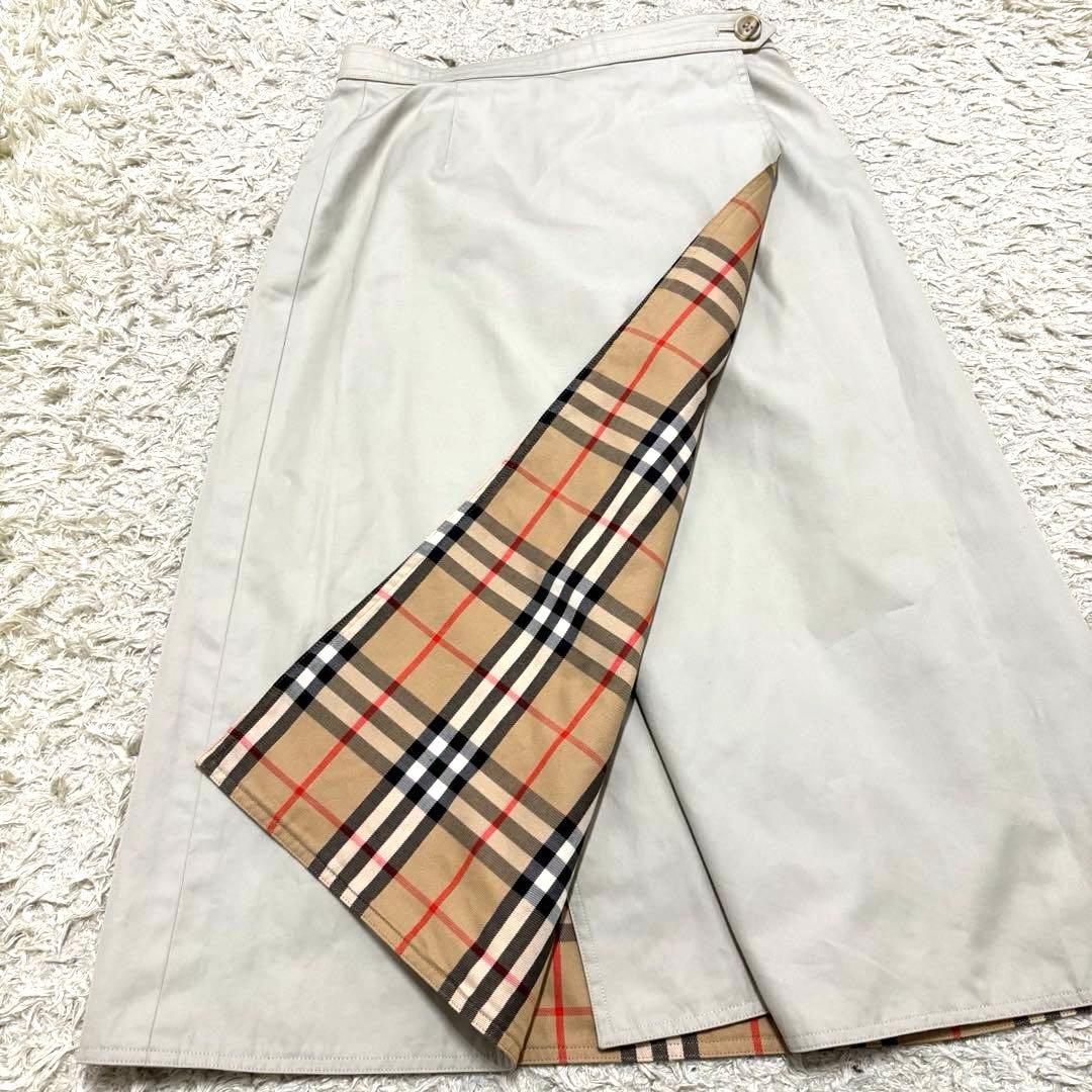 バーバリー　リバーシブルスカート　ノバチェック　膝丈　ラップスカート
