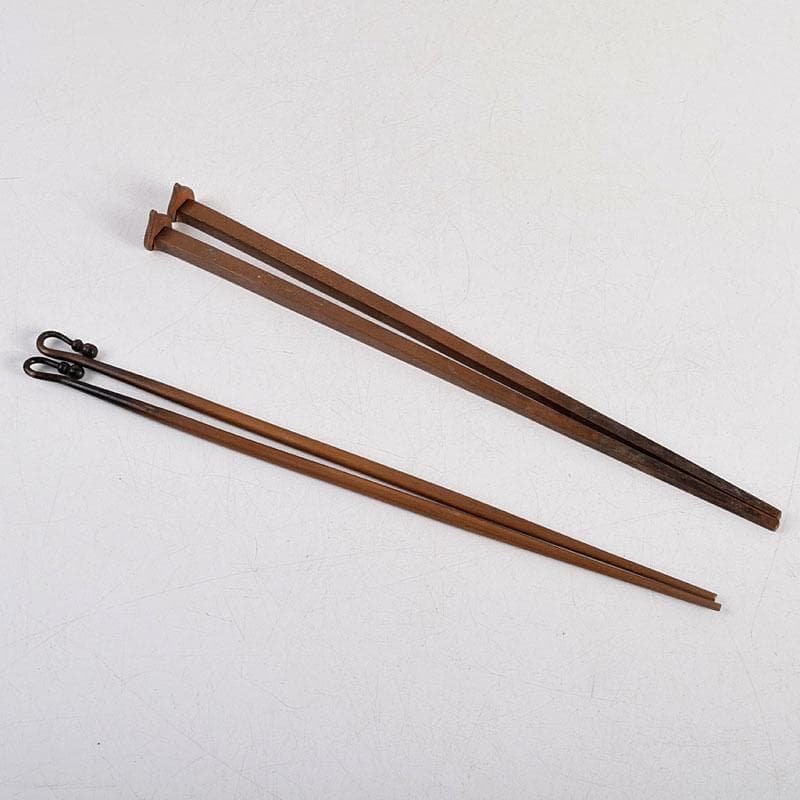 茶道具 金屋 金谷五郎三郎作 黄銅 銀頭大根式 火箸 共箱 N 9215