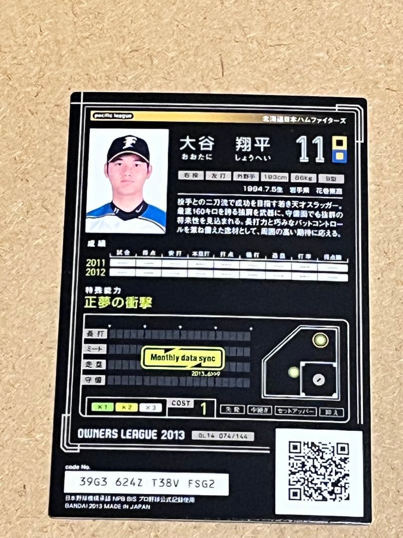 大谷翔平 Shohei Ohtani ファイターズ オーナーズリーグ