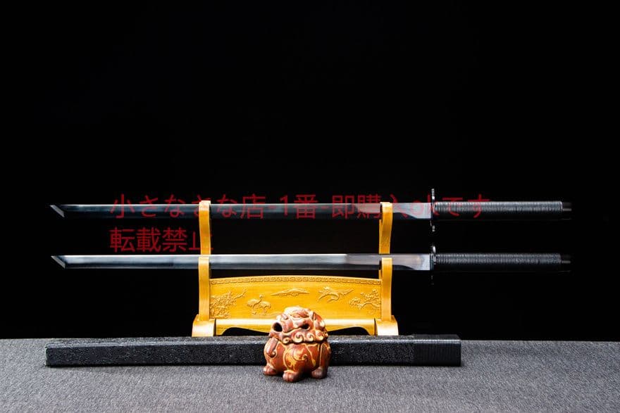 暗黙双刀-高性能マンガン鋼（黒ずみ）古兵器 武具　刀装具　日本刀　模造刀 居合刀