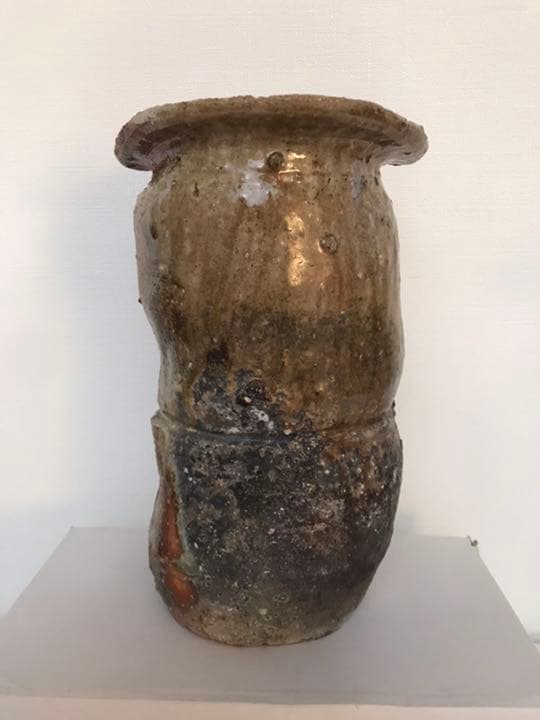 寺垣外窯 杉本貞光作 信楽 花入 共箱(在銘、作家物、花瓶)備前焼 本物