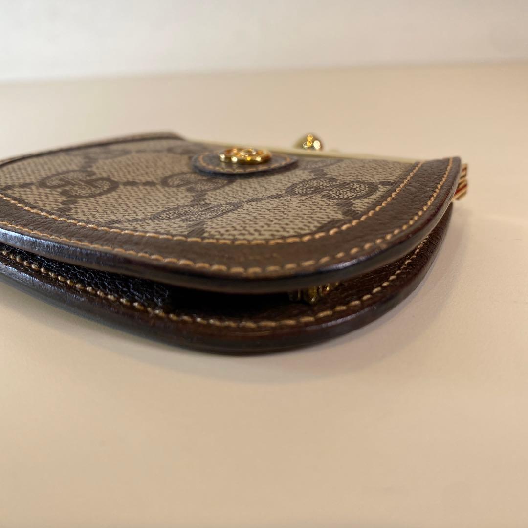 【未使用に近い】オールドグッチ がま口ケース ブラウン