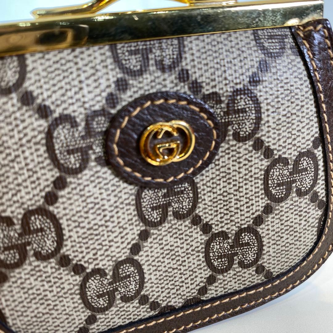 【未使用に近い】オールドグッチ がま口ケース ブラウン