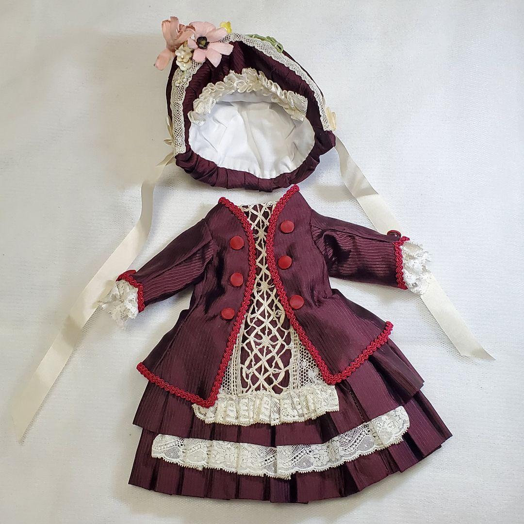 ドールドレス、ボネのセット ビスクドール、アンティークドールに
