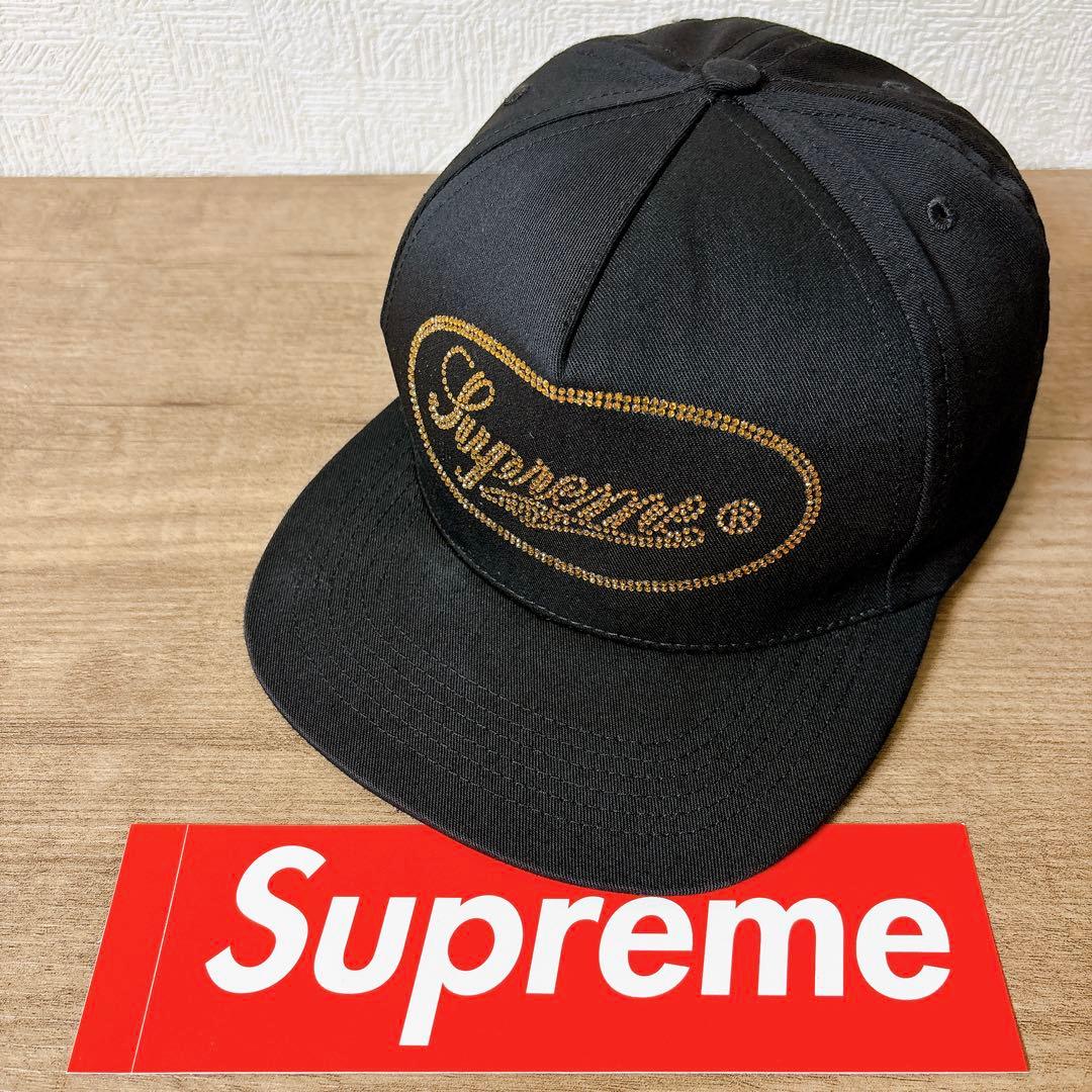 Supreme シュプリーム キャップ 帽子 アメリカ製 ブラック 黒 - 帽子本物