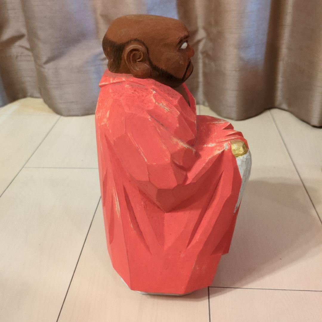 鎌田麦風作奈良一刀彫達磨約26cm