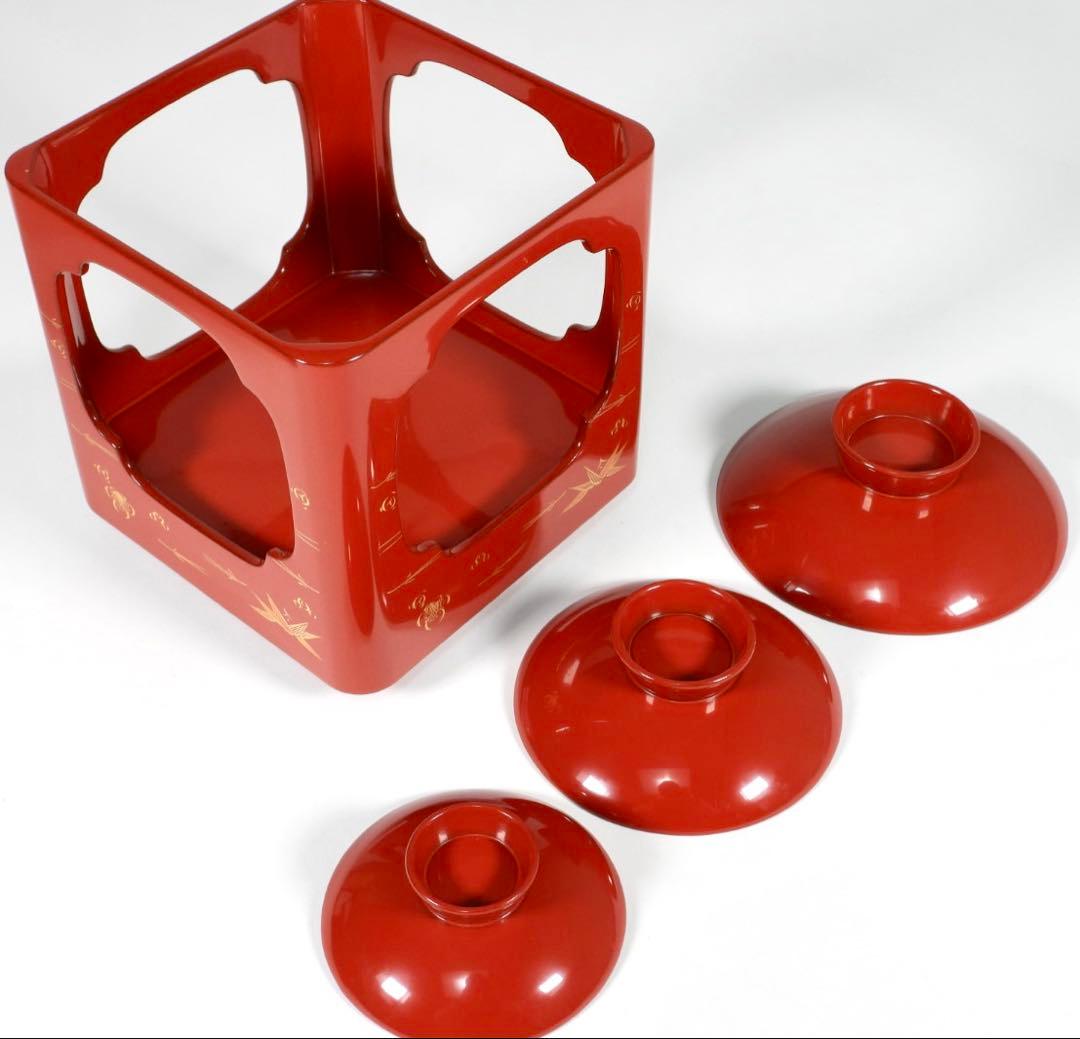 輪島塗　屠蘇器　本漆　沈金　松鶴亀紋 盃　銚子　盆　木製