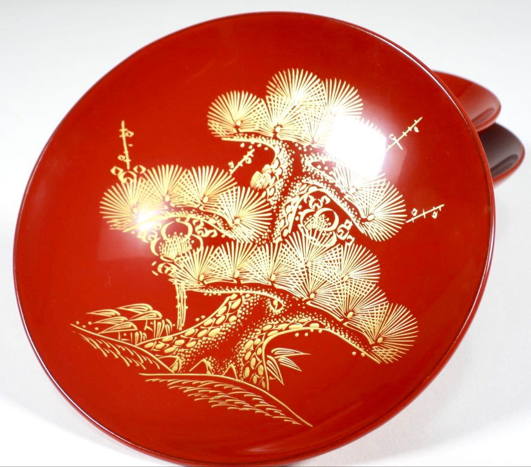 輪島塗　屠蘇器　本漆　沈金　松鶴亀紋 盃　銚子　盆　木製