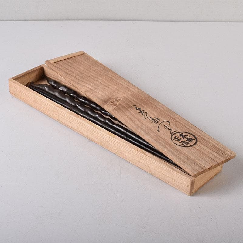 茶道具　鐵火箸　釜師　木越三右衛門造　二膳　共箱　V　R8312