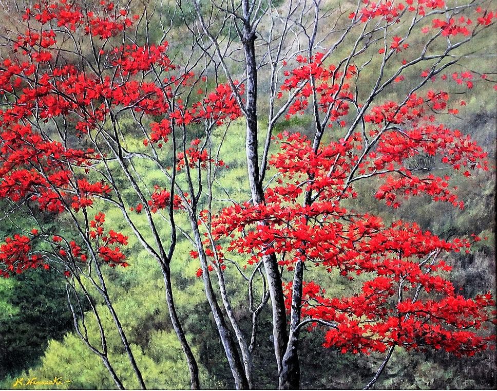 花貫渓谷の秋」油絵 油彩画 絵画 風景画F30号