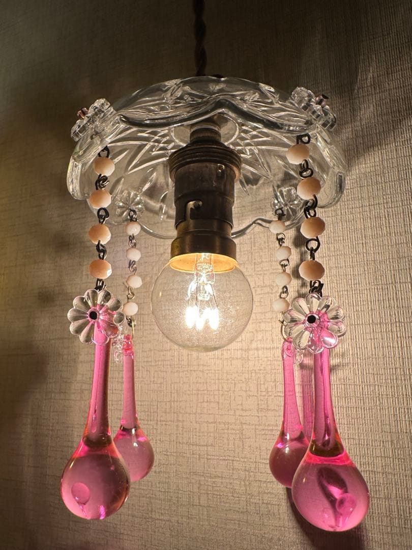 フランス アンティーク 濃く美麗なピンク・ムラーノガラスのミニ